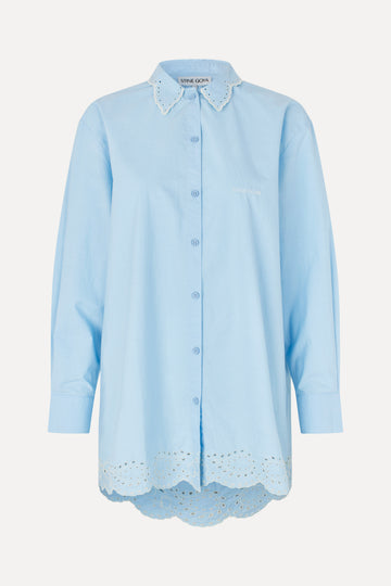 Stine Goya Long Sleeve Oversized Shirt Top Teapot Blue