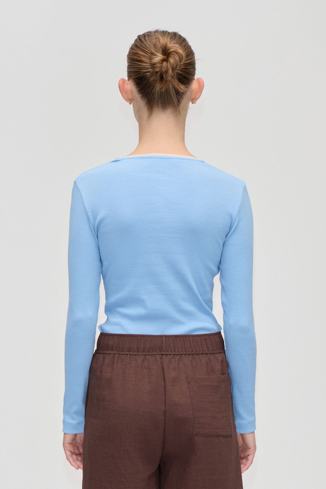 Long Sleeve Rib Top - Bel Air Blue - Stine Goya
