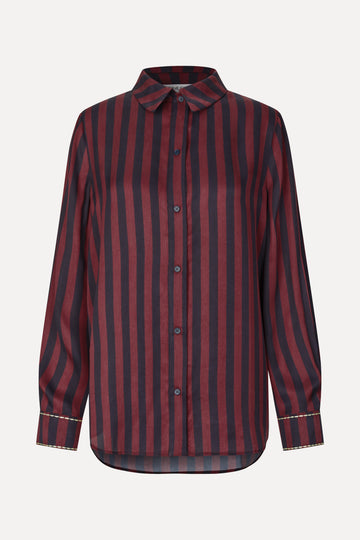 Stine Goya Long Sleeve Shirt Navy and Burgundy Wallpaper Stripes Stine Goya Long Sleeve Shirt Navy and Burgundy Wallpaper Stripes