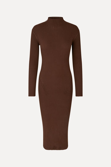 Stine Goya Long Sleeve Turtleneck Knit Dress Coffee Brown Stine Goya Long Sleeve Turtleneck Knit Dress Coffee Brown