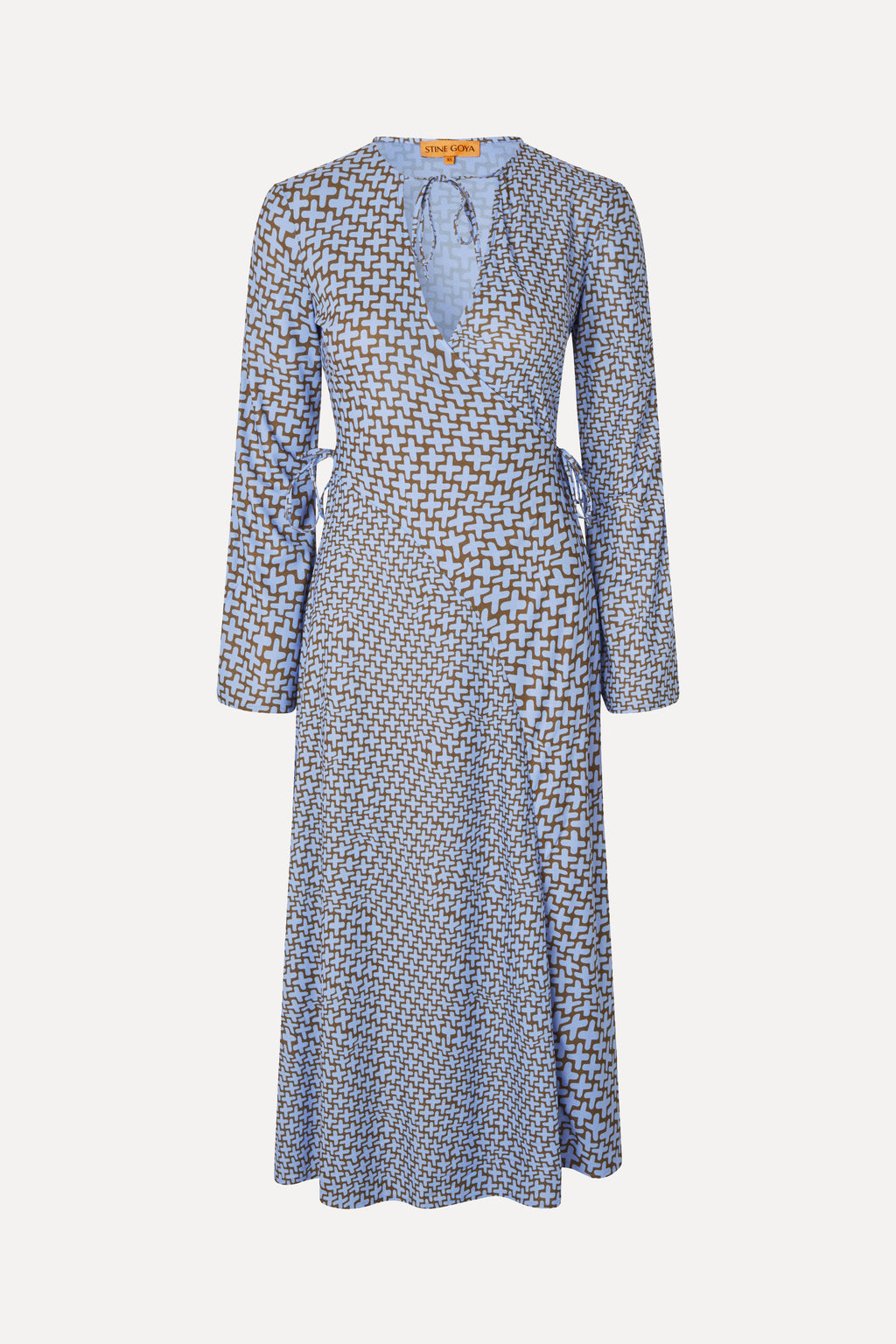 Stine Goya Long Sleeve Wrap Tie Dress Graphic Weave Stine Goya Long Sleeve Wrap Tie Dress Graphic Weave