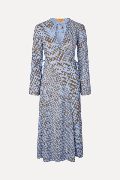 Stine Goya Long Sleeve Wrap Tie Dress Graphic Weave