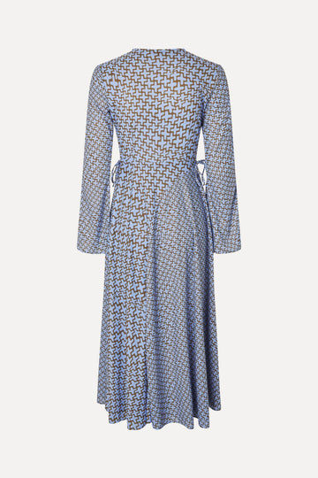 Stine Goya Long Sleeve Wrap Tie Dress Graphic Weave Stine Goya Long Sleeve Wrap Tie Dress Graphic Weave