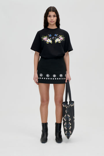 Stine Goya Mini Pencil Skirt Skirt Buttoned Flowers