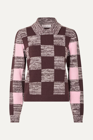 Stine Goya Mix Stripe Polo Collar Sweater Knit Multichecks Mix