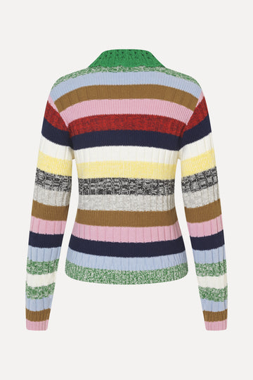 Stine Goya Mix Stripe Polo Collar Sweater Knit Stripes Mix