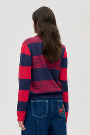 Stine Goya Mix Stripe Polo Collar Sweater Knit Multistripes Red Mix