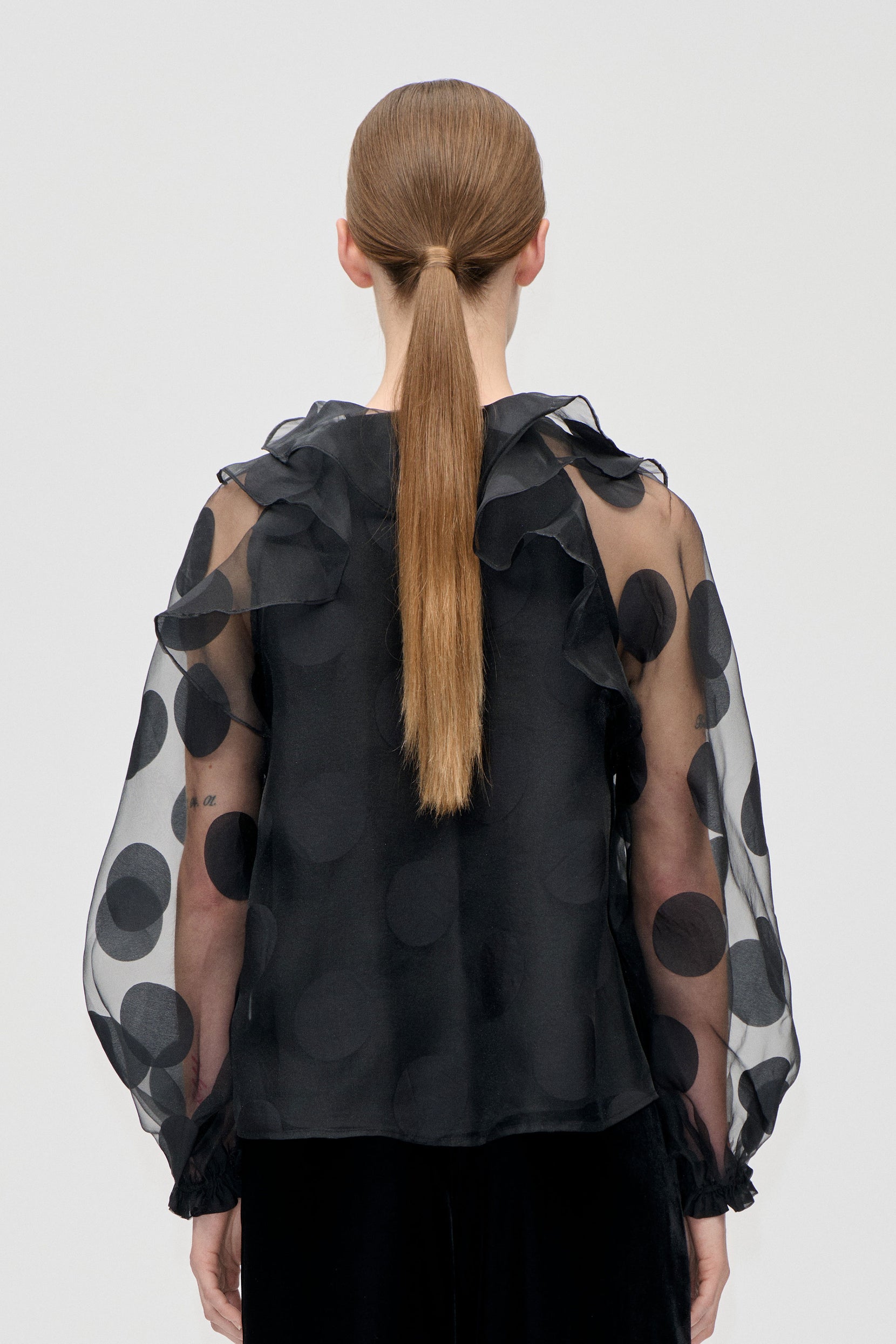 Multi Ruffle Raglan Top - Dotted Black - Stine Goya