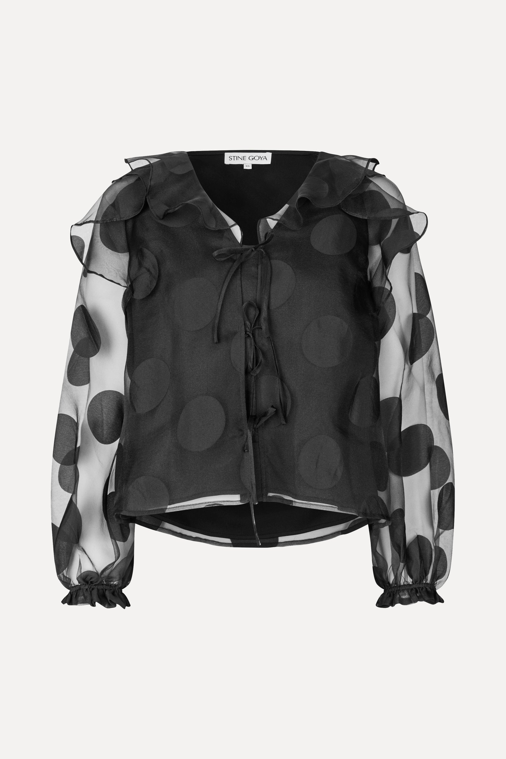 Multi Ruffle Raglan Top - Dotted Black - Stine Goya