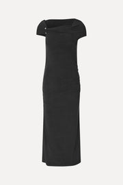 Stine Goya One Shoulder Draped Midi Dress Dress Black