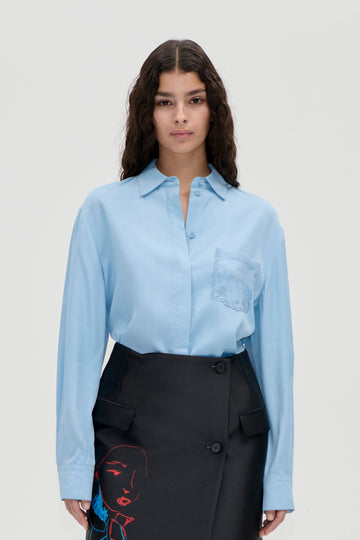 Stine Goya Oversized Shirt Top Sky Blue