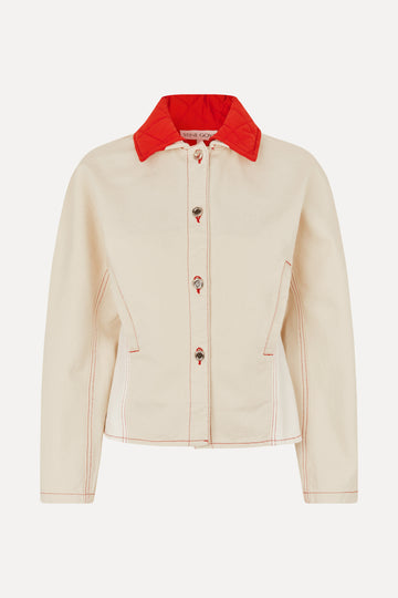 Stine Goya Peplum Collar Jacket Outerwear Natural / Contrast Red