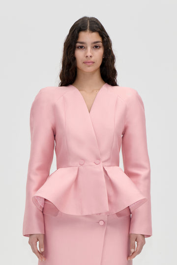 Stine Goya Peplum V Neck Jacket Jacket Haze Pink