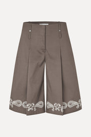 Stine Goya Pleated Eyelet Bermuda Shorts Cherries On A Paisley