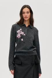 Stine Goya Polo Jumper Knit Tulle Flower