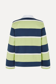 Stine Goya Polo Long Sleeve Top Top Yellow and Navy Blue Stripes