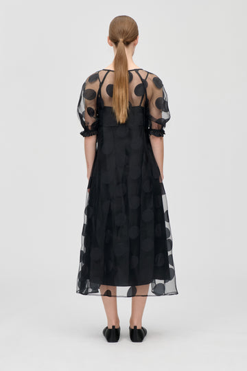 Stine Goya Puff Sleeve Long Dress Dotted Black Stine Goya Puff Sleeve Long Dress Dotted Black