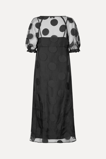 Stine Goya Puff Sleeve Long Dress Dotted Black Stine Goya Puff Sleeve Long Dress Dotted Black