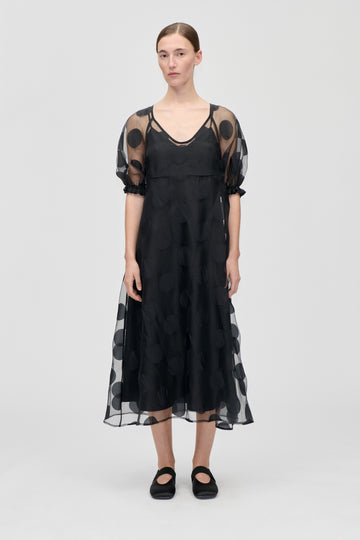 Stine Goya Puff Sleeve Long Dress Dotted Black Stine Goya Puff Sleeve Long Dress Dotted Black