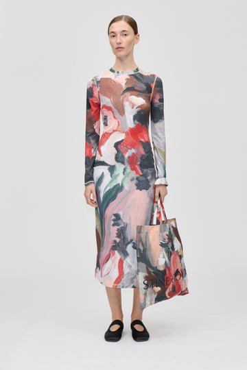 stine goya long sleeve dress Stine Goya Pullover Long Sleeve Midi Dress Flowers Under The Sun