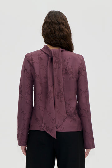 Stine Goya Relaxed Tie Neck Blouse Top Bordeaux