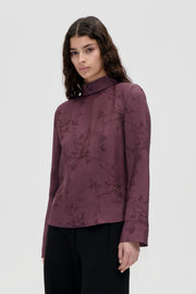 Stine Goya Relaxed Tie Neck Blouse Top Bordeaux