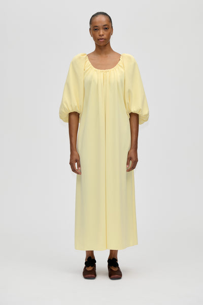 voluminous puff sleeve midi dress Stine Goya Romantic Voluminous Sleeve Dress Pastel Yellow