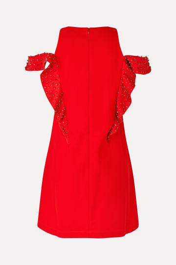 berry red mini dress Women's Embroidered Mesh Sweetheart Neck Mini Dress, Berry