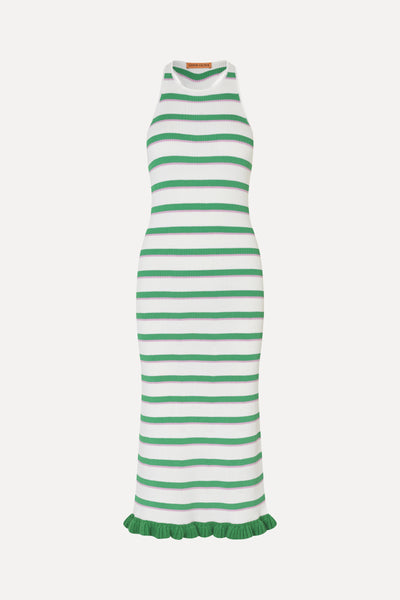 Stine Goya Ruffle Tank Dress Green and Pink Stripes Stine Goya Ruffle Tank Dress Green and Pink Stripes