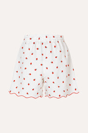 Stine Goya Scalloped Elasticated Waistband Shorts Shorts Red Poppy