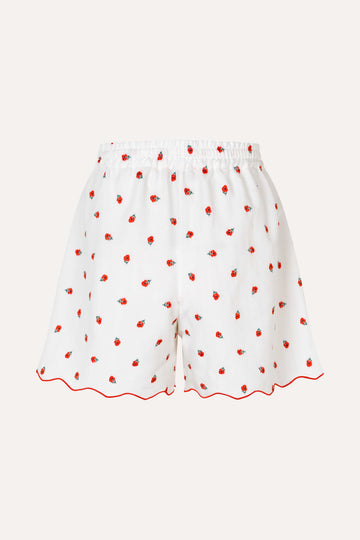 Stine Goya Scalloped Elasticated Waistband Shorts Shorts Red Poppy