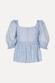 Stine Goya Sheer Ruffling Puffy Sleeve Top Top Brunnera Blue