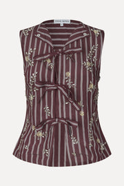 Stine Goya Tie Front Vest Top Uniform Stripes