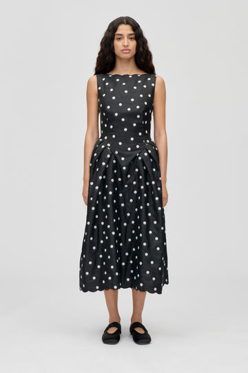 Voluminous Midi Dress - Quilted Dots - Stine Goya Voluminous Midi Dress - Quilted Dots - Stine Goya
