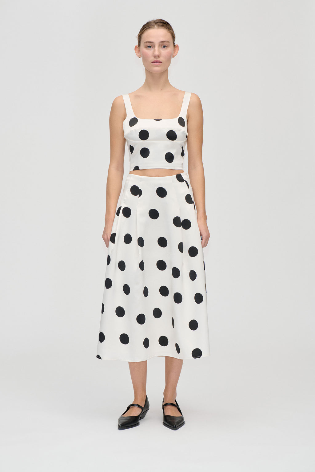 Voluminous Midi Skirt - Black Dots - Stine Goya