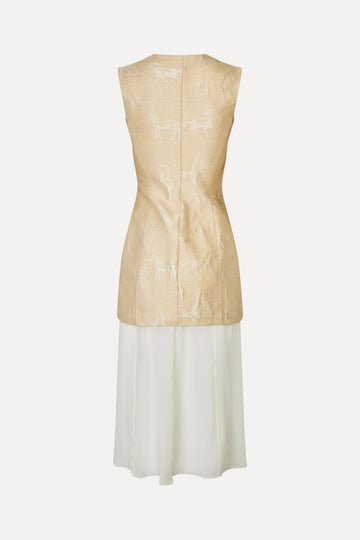 Stine Goya Waistcoat Tailored Midi Dress Porcelain Cream Stine Goya Waistcoat Tailored Midi Dress Porcelain Cream